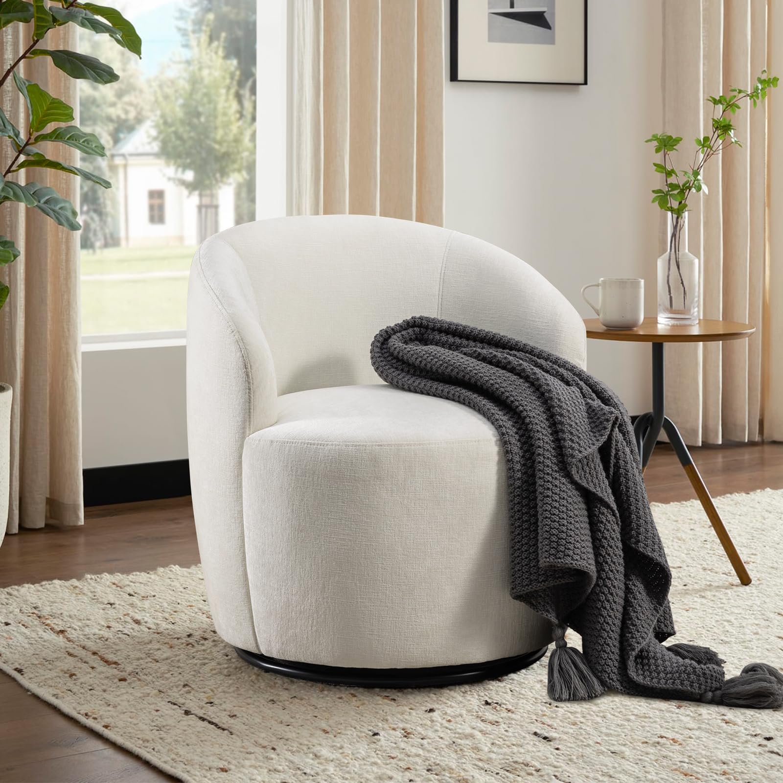 JEEOHEY Ivory 360 Degree Swivel Accent Chair for Living Room, Bedroom, and Nursery
JEEOHEY Ivory Modern Round Swivel B